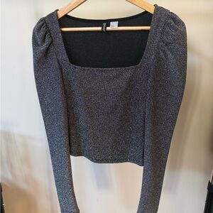 Divided Metallic Gray Long Sleeve Blouse